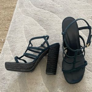 YSL Gipsy 105 Woven Strappy Heels